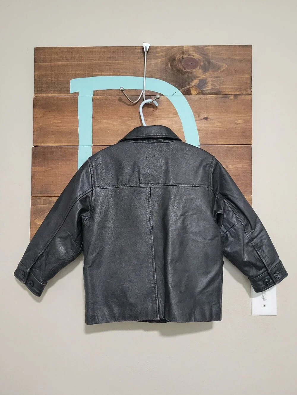 Y2k 2001 GAP Kids Black Leather Zip Jacket Size 4